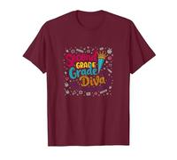 Second Grade Diva: Sassy School Star for Young Learners T-Shirt, Men, Burgundy, L