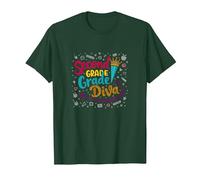 Second Grade Diva: Sassy School Star for Young Learners T-Shirt, Men, Forest Green, S