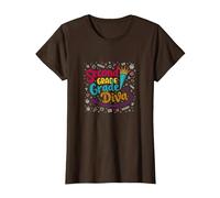 Second Grade Diva: Sassy School Star for Young Learners T-Shirt, Women, Brown, L