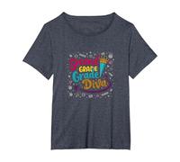 Second Grade Diva: Sassy School Star for Young Learners T-Shirt, Women's Plus, Heather Blue, 6X