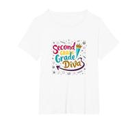 Second Grade Diva: Sassy School Star for Young Learners T-Shirt, Women's Plus, White, 1X