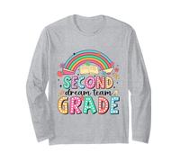 Second Grade Dream Team Retro Colorful Teacher Boys Girls Long Sleeve T-Shirt