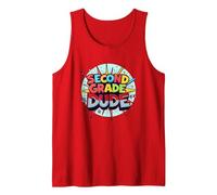 Second Grade Dude: Cool School Vibes for Young Learners Tank Top, Men, Red, L
