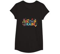 Second Grade Fun Begins Today: Colorful School Adventure T-Shirt, Girls, Black, Medium