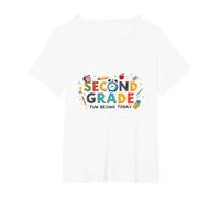 Second Grade Fun Begins Today: Colorful School Adventure T-Shirt, Women's Plus, White, 2X