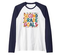 Second Grade Goals: Classroom Inspiration for Teachers Raglan Baseball Tee, Men, Navy/White, L