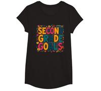 Second Grade Goals: Classroom Inspiration for Teachers T-Shirt, Girls, Black, Medium