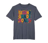 Second Grade Goals: Classroom Inspiration for Teachers T-Shirt, Men's Big and Tall, Heather Blue, 5X Tall