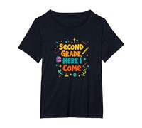 Second Grade, Here I Come: Fun School Adventure Awaits T-Shirt, Women's Plus, Black, 2X