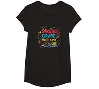 Second Grade Here I Come: School Adventure Begins T-Shirt, Girls, Black, Medium