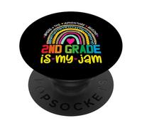 Second Grade Is My Jam 1st Day Of 2nd Grade Rainbow Teacher PopSockets Adhesive PopGrip