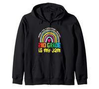 Second Grade Is My Jam 1st Day Of 2nd Grade Rainbow Teacher Zip Hoodie