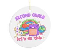 Second Grade Let's Do This Ornament for Christmas Tree, Funny Hanging Xmas Ceramic Ornaments, Winter Holiday Party Decor, Xmas Gifts for Boys Girls, 7.5CM