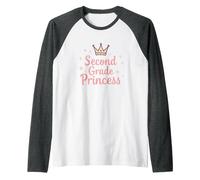 Second Grade Princess Royal Crown Sparkle Raglan Baseball Tee, Men, Dark Heather/White, XXL