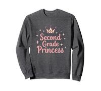 Second Grade Princess Royal Crown Sparkle Sweatshirt, Adult Unisex, Dark Heather Grey, L