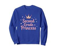 Second Grade Princess Royal Crown Sparkle Sweatshirt, Adult Unisex, Royal Blue, XXL