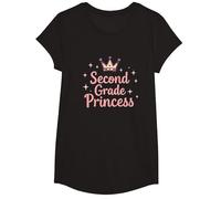 Second Grade Princess Royal Crown Sparkle T-Shirt, Girls, Black, Medium