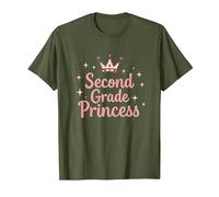 Second Grade Princess Royal Crown Sparkle T-Shirt, Men, Olive Green, Small