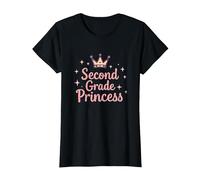 Second Grade Princess Royal Crown Sparkle T-Shirt, Women, Black, XXL