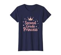 Second Grade Princess Royal Crown Sparkle T-Shirt, Women, Navy, XXL