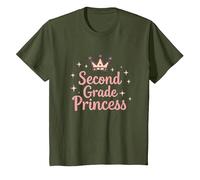 Second Grade Princess Royal Crown Sparkle T-Shirt, Youth, Olive Green, 3T