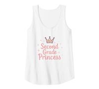 Second Grade Princess Royal Crown Sparkle Tank Top, Women, White, XXL