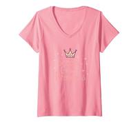 Second Grade Princess Royal Crown Sparkle V-Neck T-Shirt, Women, Pink, XXL