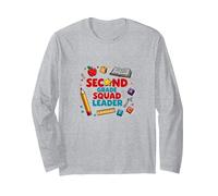 Second Grade Squad Leader Elementary School Pride Long Sleeve T-Shirt, Adult Unisex, Heather Grey, S