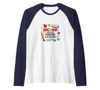 Second Grade Squad Leader Elementary School Pride Raglan Baseball Tee, Men, Navy/White, XXL