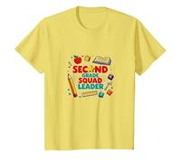 Second Grade Squad Leader Elementary School Pride T-Shirt, Kids, Lemon, 6 Years