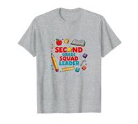 Second Grade Squad Leader Elementary School Pride T-Shirt, Men, Heather Grey, 6XL