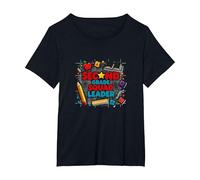 Second Grade Squad Leader Elementary School Pride T-Shirt, Women's Plus, Black, 2X