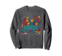 Second Grade Teacher Life - Elementary Educator Gift Sweatshirt, Adult Unisex, Dark Heather Grey, XL