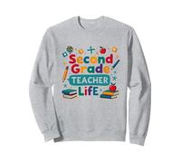 Second Grade Teacher Life - Elementary Educator Gift Sweatshirt, Adult Unisex, Heather Grey, L