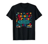 Second Grade Teacher Life - Elementary Educator Gift T-Shirt, Men, Black, XXL