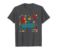 Second Grade Teacher Life - Elementary Educator Gift T-Shirt, Men, Dark Heather Grey, 6XL