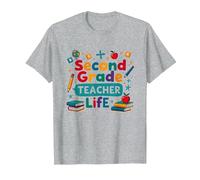 Second Grade Teacher Life - Elementary Educator Gift T-Shirt, Men, Heather Grey, S