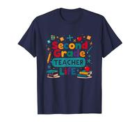 Second Grade Teacher Life - Elementary Educator Gift T-Shirt, Men, Navy, S