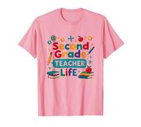 Second Grade Teacher Life - Elementary Educator Gift T-Shirt, Men, Pink, 3XL