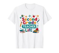 Second Grade Teacher Life - Elementary Educator Gift T-Shirt, Men, White, 3XL