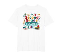 Second Grade Teacher Life - Elementary Educator Gift T-Shirt, Men's Big and Tall, White, 3X Tall