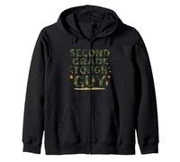 Second Grade Tough Guy: Camo Cool for Young Adventurers Zip Hoodie, Adult Unisex, Black, Medium