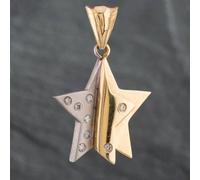 Second Hand 14ct Two Colour Gold 0.35ct Brilliant Cut Diamond Set Star Loose Pendant 4314228
