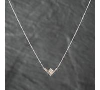 Second Hand 14ct Two Colour Gold 0.41ct Princess Cut Diamond V' Shape Pendant & 16 Inch Trace Chain 43141210