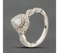 Second Hand 14ct White Gold 0.80ct Diamond Neil Lane Halo Pear Shaped Cluster Ring 41482643