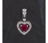 Second Hand 14ct White Gold 1.12ct Ruby & 0.33ct Brilliant Cut Diamond Open Design Heart Loose Pendant 4314021