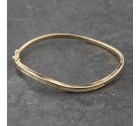 Second Hand 14ct Yellow Gold Brilliant Cut Diamond Channel Set Hinged Bangle 41211397