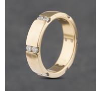 Second Hand 14ct Yellow Gold Diamond Twelve Tension Set 5.5mm Wedding Ring 41871407