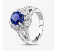 Second Hand 18ct White Gold 1.81ct Tanzanite & 2.03ct Diamond Round Halo Ring 4338036