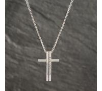 Second Hand 18ct White Gold Brilliant Cut Diamond Split Pendant & 18 Inch Trace Chain 41142249